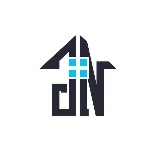 Baş harfleri JN House Logo Tasarımı. Emlak, Mülkiyet ve İş Markası Simgesi İkonlu Yaratıcı Mektup JN