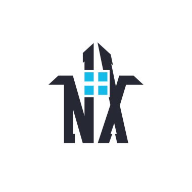 Baş harfleri NX House Logo Tasarımı. Emlak, Mülkiyet ve İş Markası Simgesi İkonlu Yaratıcı Mektup NX