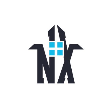 Initials NX House Logo Design. Creative Letter NX with House Icon for Real Estate, Property and Business Branding clipart