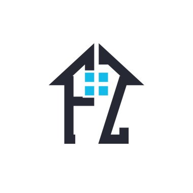 Initials PZ House Logo Design. Creative Letter PZ with House Icon for Real Estate, Property and Business Branding clipart