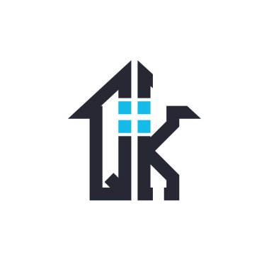 Initials QK House Logo Design. Creative Letter QK with House Icon for Real Estate, Property and Business Branding clipart