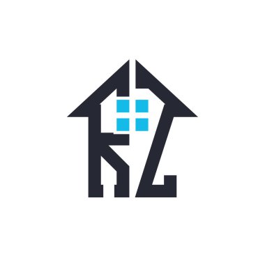 Baş harfleri RZ House Logo Tasarımı. Emlak, Mülkiyet ve İş Markası Simgesi İkonlu Yaratıcı Mektup RZ