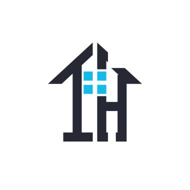 TH Ev Logosu Tasarımı. Emlak, Mülkiyet ve İşletme Markası Simgesi İkonası ile Yaratıcı Mektup TH