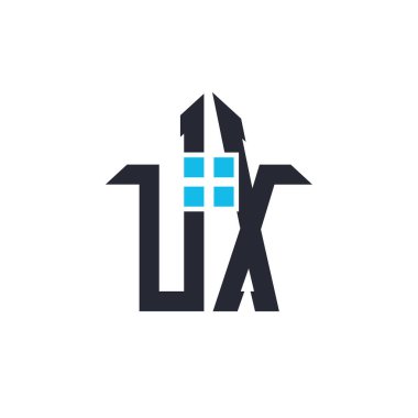 Baş harfleri UX House Logo Tasarımı. Emlak, Mülkiyet ve İş Markası Simgesi İkonlu Yaratıcı Harf UX