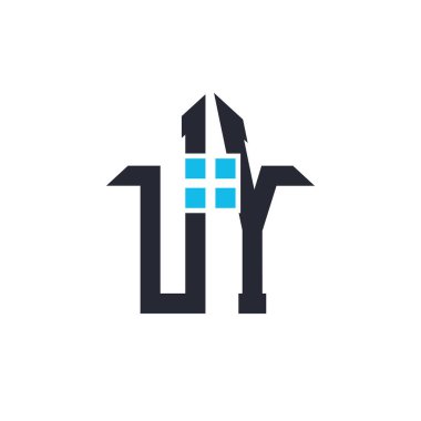 Baş harfleri UY House Logo Tasarımı. Emlak, Mülkiyet ve İşletme Markası Simgesi ile Yaratıcı Mektup UY