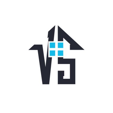 Baş harfler VS House Logo Tasarımı. Emlak, Mülkiyet ve İşletme Markası Simgesi ile Yaratıcı Mektup vs