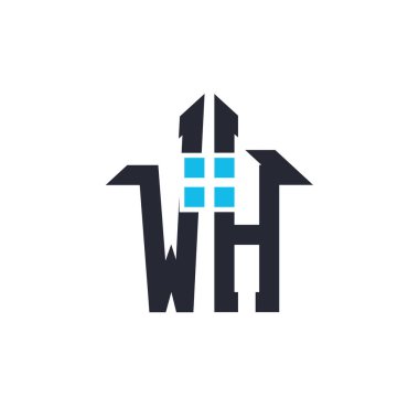 Baş harfleri WH House Logo Tasarımı. Emlak, Mülkiyet ve İşletme Markası Simgesi ile Yaratıcı Mektup WH