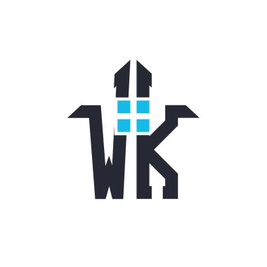 Baş harfleri WK House Logo Tasarımı. Emlak, Mülkiyet ve İşletme Markası Simgesi İkonası ile Yaratıcı Mektup WK