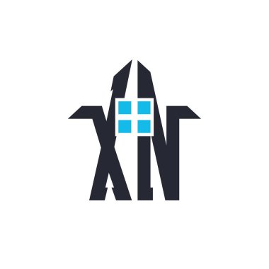 Baş harfleri XN House Logo Tasarımı. Emlak, Mülkiyet ve İş Markası Simgesi İkonlu Yaratıcı Mektup XN