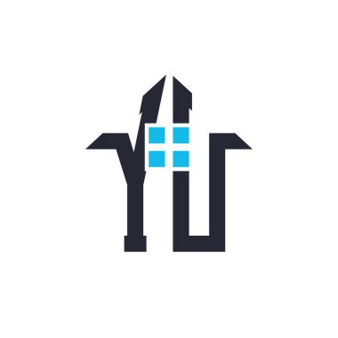 Baş harfleri Yu House Logo Tasarımı. Emlak, Mülkiyet ve İşletme Markaları İkonası İkonası ile Yaratıcı Mektup YU