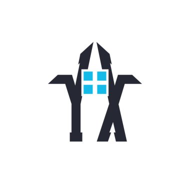 Baş harfleri YX House Logo Tasarımı. Emlak, Mülkiyet ve İş Markası Simgesi İkonlu Yaratıcı Mektup YX