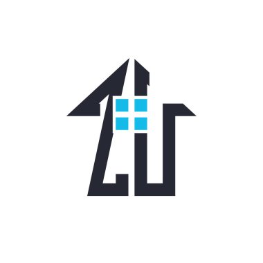 Baş harfleri ZU House Logo Tasarımı. Emlak, Mülkiyet ve İş Markası Simgesi İkonlu Yaratıcı Mektup ZU