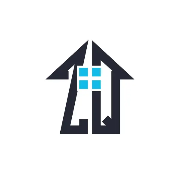 Baş harfleri ZQ House Logo Tasarımı. Emlak, Mülkiyet ve İş Markası Simgesi İkonlu Yaratıcı Mektup ZQ
