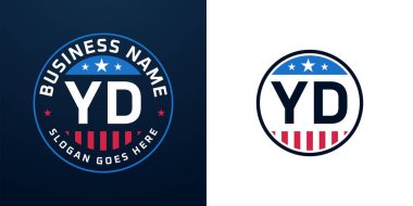 Patriotic YD Logo Design. Letter YD Logo with American Flag and Star, Patriotic Design clipart