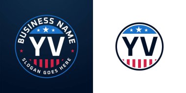 Yurtsever YV Logo Tasarımı. Amerikan Bayrağı ve Yıldızı olan YV Logosu, Vatansever Tasarım