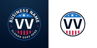 Vatansever VV Logo Tasarımı. Amerikan Bayrağı ve Yıldızı olan VV harfli logo, Vatansever Tasarım