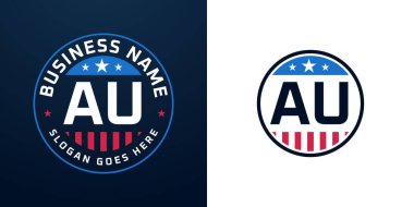 Yurtsever AU Logo Tasarımı. Amerikan Bayrağı ve Yıldızı olan AU Logosu, Vatansever Tasarım