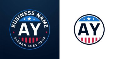 Yurtsever AY Logo Tasarımı. Amerikan Bayrağı ve Yıldızı, Vatansever Tasarım Harfleri