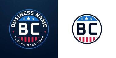 Vatansever BC Logo Tasarımı. Amerikan Bayrağı ve Yıldızı olan BC harfli logo, Vatansever Tasarım