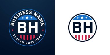 Vatansever BH Logo Tasarımı. Amerikan Bayrağı ve Yıldızı olan BH Mektubu, Vatansever Tasarım