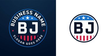 Vatansever BJ Logo Tasarımı. Amerikan Bayrağı ve Yıldızı olan BJ Logosu, Vatansever Tasarım