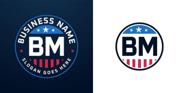 Vatansever BM Logo Tasarımı. Amerikan Bayrağı ve Yıldızı olan BM Harfi, Vatansever Tasarım