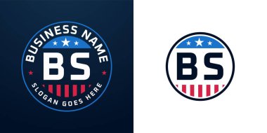 Vatansever BS Logo Tasarımı. Amerikan Bayrağı ve Yıldızı ve Vatansever Tasarımı içeren BS Mektup Logosu