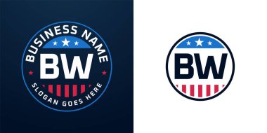 Vatansever BW Logo Tasarımı. Amerikan Bayrağı ve Yıldızı, Vatansever Tasarım BW Logosu