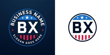 Patriotic BX Logo Design. Letter BX Logo with American Flag and Star, Patriotic Design clipart