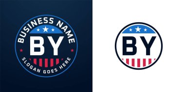 Logo Tasarımı Vatansever. Amerikan Bayrağı ve Yıldızı, Vatansever Tasarım Mektubu