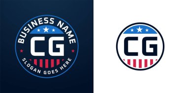 Vatansever CG Logo Tasarımı. Amerikan Bayrağı ve Yıldızı, Vatansever Tasarım Harfi.