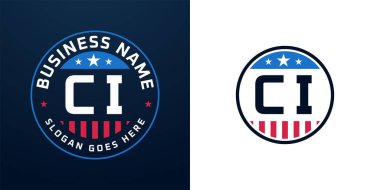 Vatansever CI Logo Tasarımı. Amerikan Bayrağı ve Yıldızı olan CI harfi, Vatansever Tasarım.