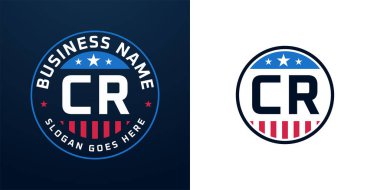 Yurtsever CR Logo Tasarımı. Amerikan Bayrağı ve Yıldızı olan CR Logosu Vatansever Tasarım