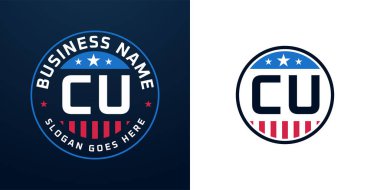 Yurtsever CU Logo Tasarımı. Amerikan Bayrağı ve Yıldızı olan CU Logosu, Vatansever Tasarım
