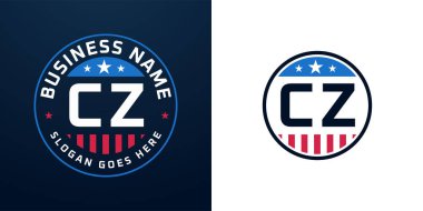 Yurtsever CZ Logo Tasarımı. Amerikan Bayrağı ve Yıldızı olan CZ Logosu, Vatansever Tasarım