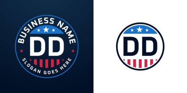 Vatansever DD Logo Tasarımı. DD harfi logosu Amerikan Bayrağı ve Yıldızı, Vatansever Tasarım