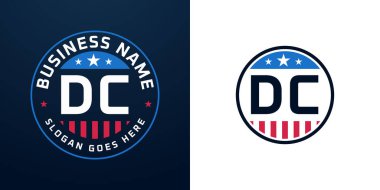 Yurtsever DC Logo Tasarımı. Amerikan Bayrağı ve Yıldızı, Vatansever Tasarım Başkenti logosu