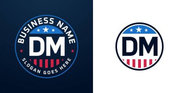 Yurtsever DM Logo Tasarımı. Amerikan Bayrağı ve Yıldızı olan DM Logosu, Vatansever Tasarım