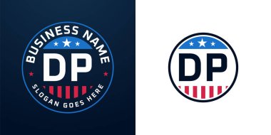 Yurtsever DP Logo Tasarımı. Amerikan Bayrağı ve Yıldızı, Vatansever Tasarım ile DP Mektubu