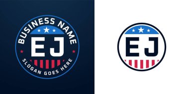 Vatansever EJ Logo Tasarımı. Amerikan Bayrağı ve Yıldızı olan EJ Logosu, Vatansever Tasarım