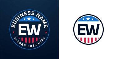 Vatansever EW Logo Tasarımı. Amerikan Bayrağı ve Yıldızı olan EW harfli logo, Vatansever Tasarım