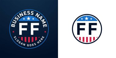 Yurtsever FF Logo Tasarımı. Amerikan Bayrağı ve Yıldızı, Yurtsever Tasarımı olan FF Mektubu