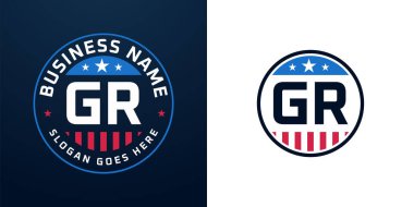 Yurtsever GR Logo Tasarımı. Amerikan Bayrağı ve Yıldızı olan GR Logosu, Vatansever Tasarım