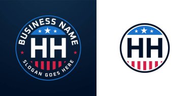 Vatansever HH logo tasarımı. Amerikan Bayrağı ve Yıldızı, Vatansever Tasarım Harfi.