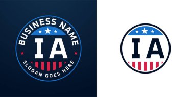 Vatansever İçişleri Logo Tasarımı. Amerikan Bayrağı ve Yıldızı olan IA logosu, Vatansever Tasarım