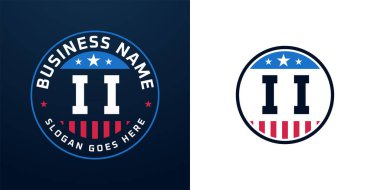 Patriotic II Logo Tasarımı. Amerikan Bayrağı ve Yıldızı olan 2. Mektup, Vatansever Tasarım