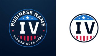 Patriotic IV Logo Design. Letter IV Logo with American Flag and Star, Patriotic Design clipart