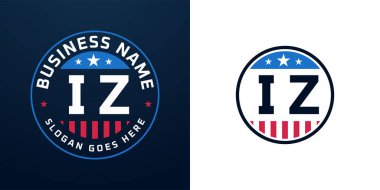 Vatansever İz Logosu Tasarımı. Amerikan Bayrağı ve Yıldızı olan IZ Logosu, Vatansever Tasarım