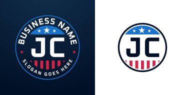 Vatansever JC Logo Tasarımı. Amerikan Bayrağı ve Yıldızı olan JC Mektubu, Vatansever Tasarım