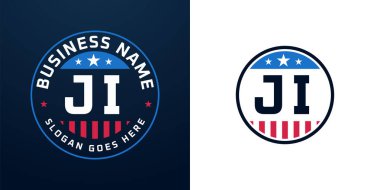Vatansever JI logo tasarımı. Amerikan Bayrağı ve Yıldızı olan JI harfi, Vatansever Tasarım.